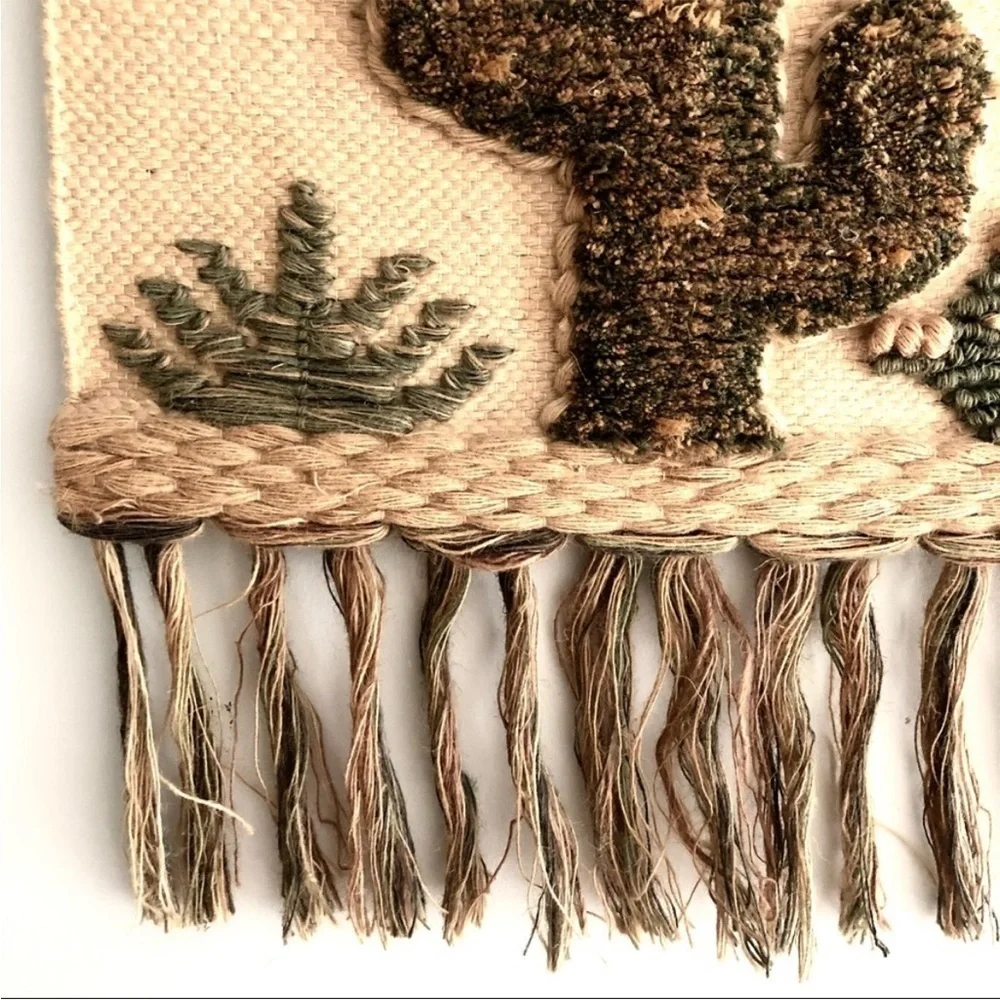 MCM VINTAGE WOVEN CACTUS WALL HANGING
